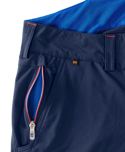 Close up of zipper and waistband details.