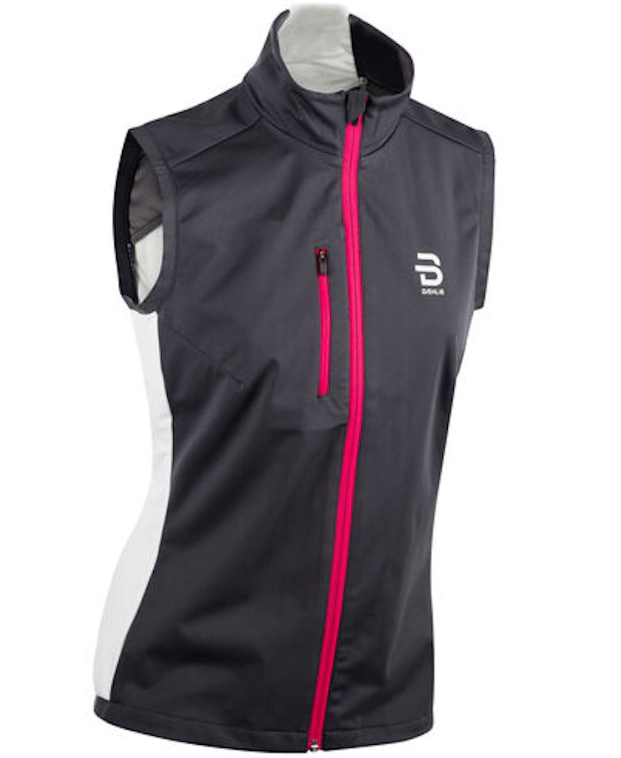 Dark running vest with pink zipper for women by Daehlie
