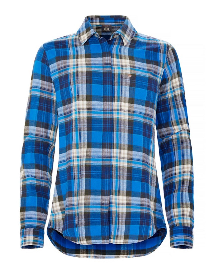 Front view of Vallee plaid flannel shirt.